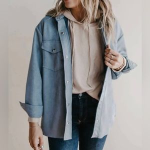 OAT New York - Faux Suede Jacket in Dusty Blue